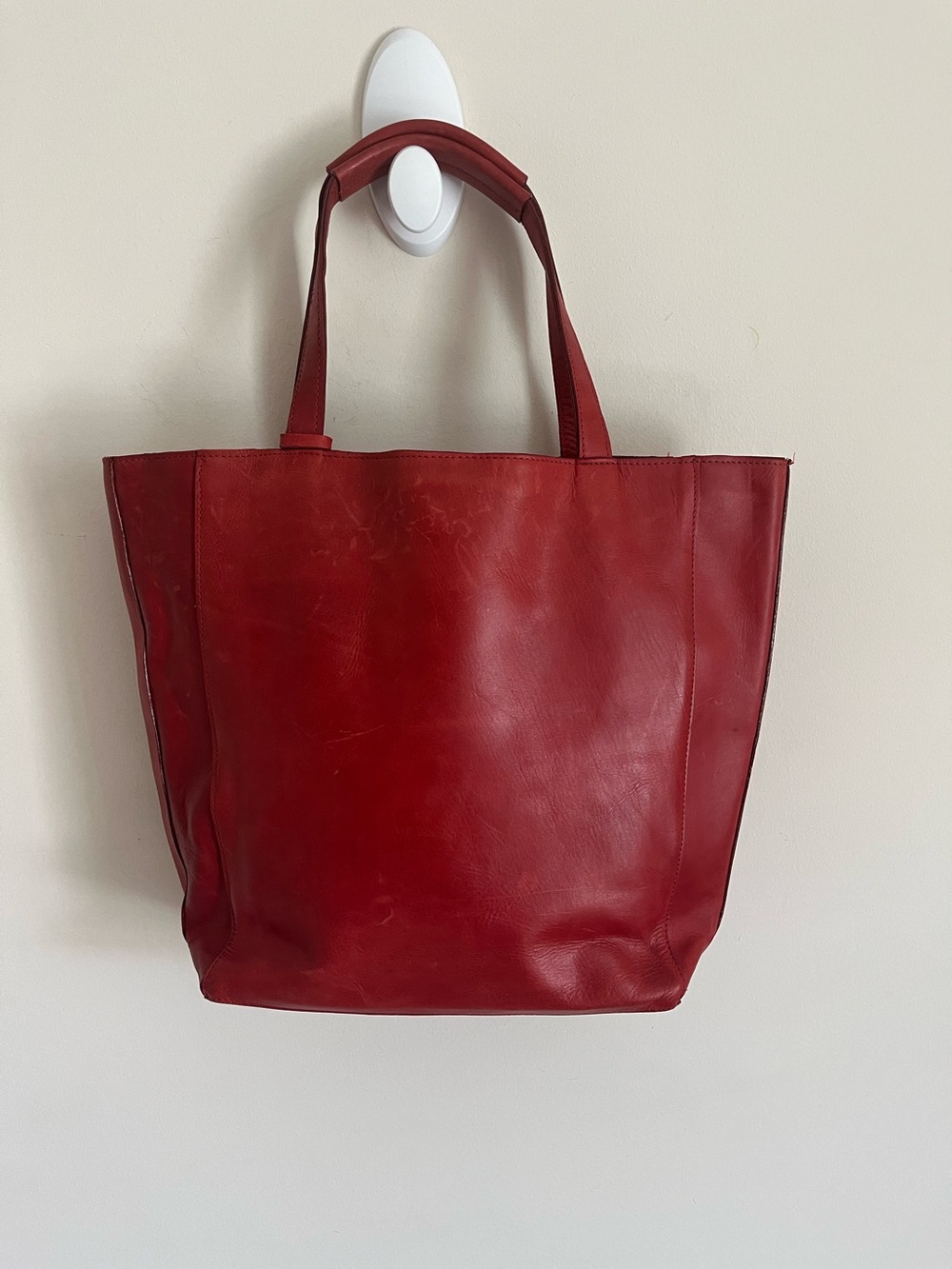 Noonday Collection Rustic Red Leather Tote Handbag Purse GUC